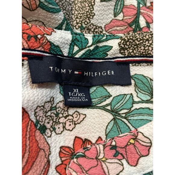 Tommy Hilfiger Women's Popover Plus Sz Top XL Split Neck Blue Floral Cottage - Picture 5 of 5